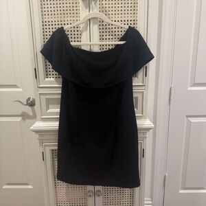 Charles Henry Black Off-Shoulder Mini Dress